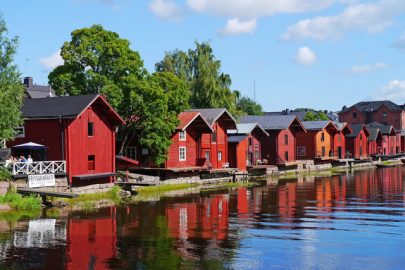 The ten happiest countries in the world: Wooden houses in Porvoo, Finland